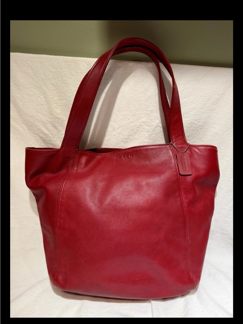 Coach Red Leather Shoulder Tote